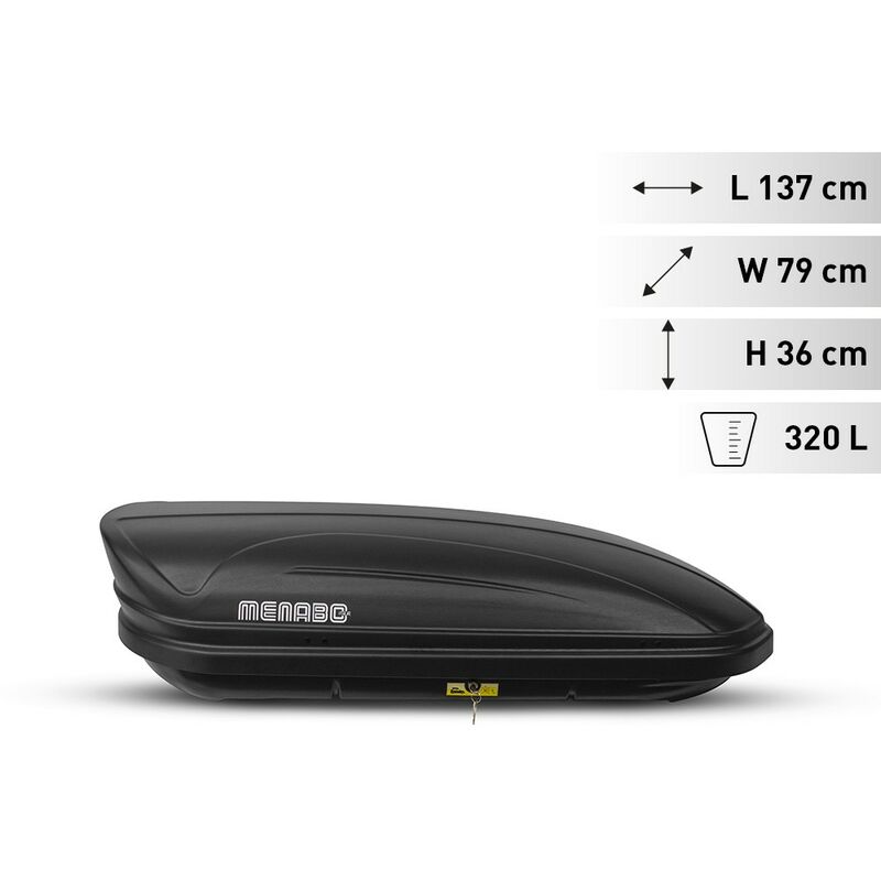 Menabo - Cofre de techo universal para coches 320 litros portaequipaje Menabò Marathon Dark
Menabo - Cofre de techo universal para coches 320 litros portaequipaje Menabò Marathon Dark