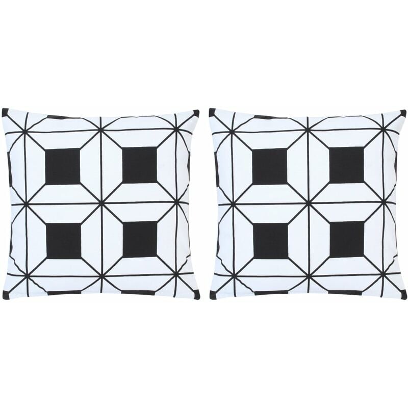 Cojines con estampado 2 unidades algodón negro y blanco 40x40cm - Negro