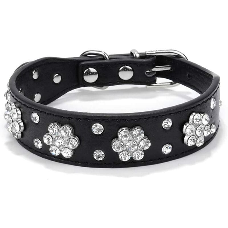 Collar para perro con estampado de flores de diamantes de imitación y diamantes (azul S) - Adecuado para perros pequeños y medianos (Negro)
Collar para perro con estampado de flores de diamantes de imitación y diamantes (azul S) - Adecuado para perros pequeños y medianos (Negro)