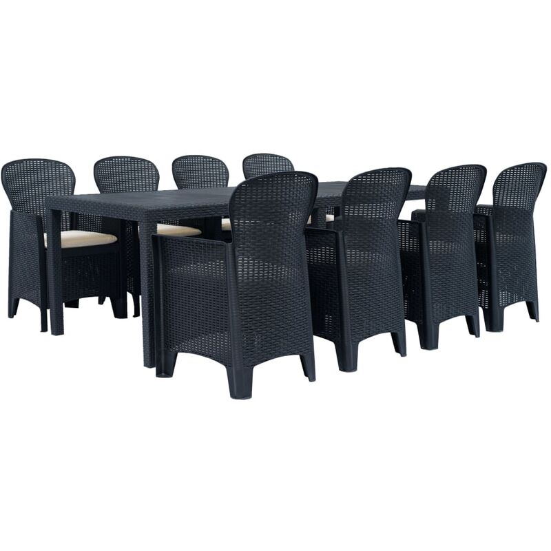 Comedor de jardín 9 piezas plástico aspecto de ratán antracita - Antracita - Vidaxl
Comedor de jardín 9 piezas plástico aspecto de ratán antracita - Antracita - Vidaxl
