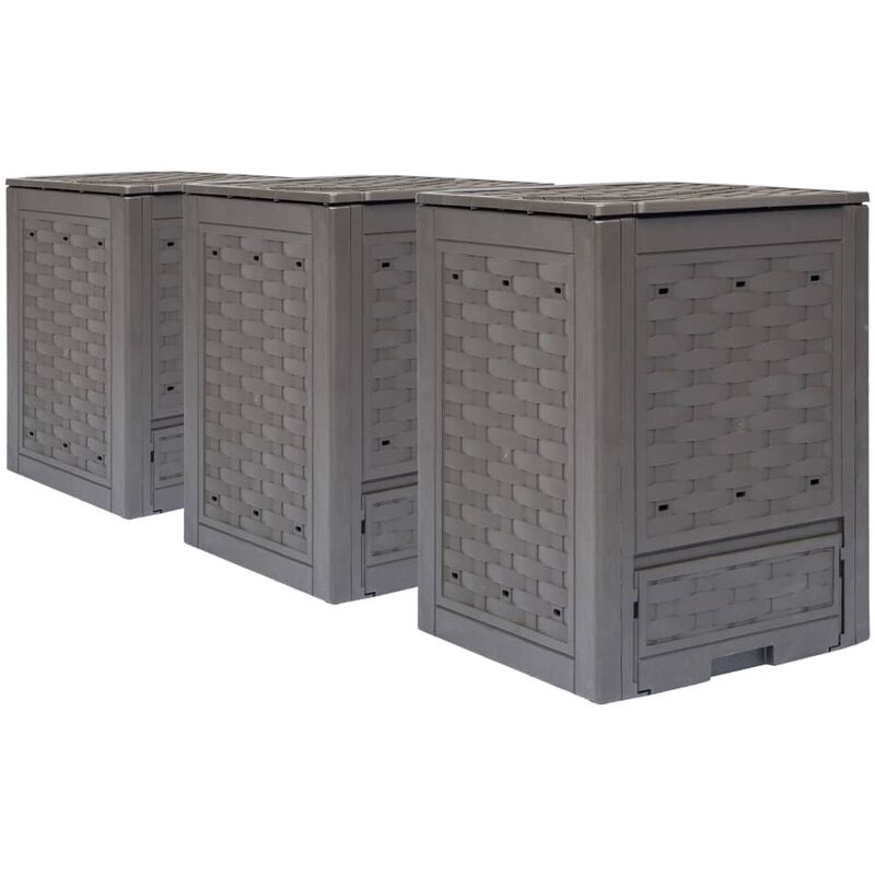 Compostadores de jardín 3 unidades marrón 900 L 60x60x83 cm 
Compostadores de jardín 3 unidades marrón 900 L 60x60x83 cm
