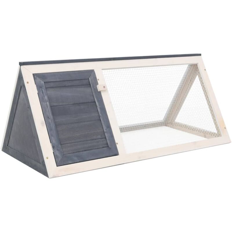 vidaXL Conejera jaula de animales de madera gris - Gris