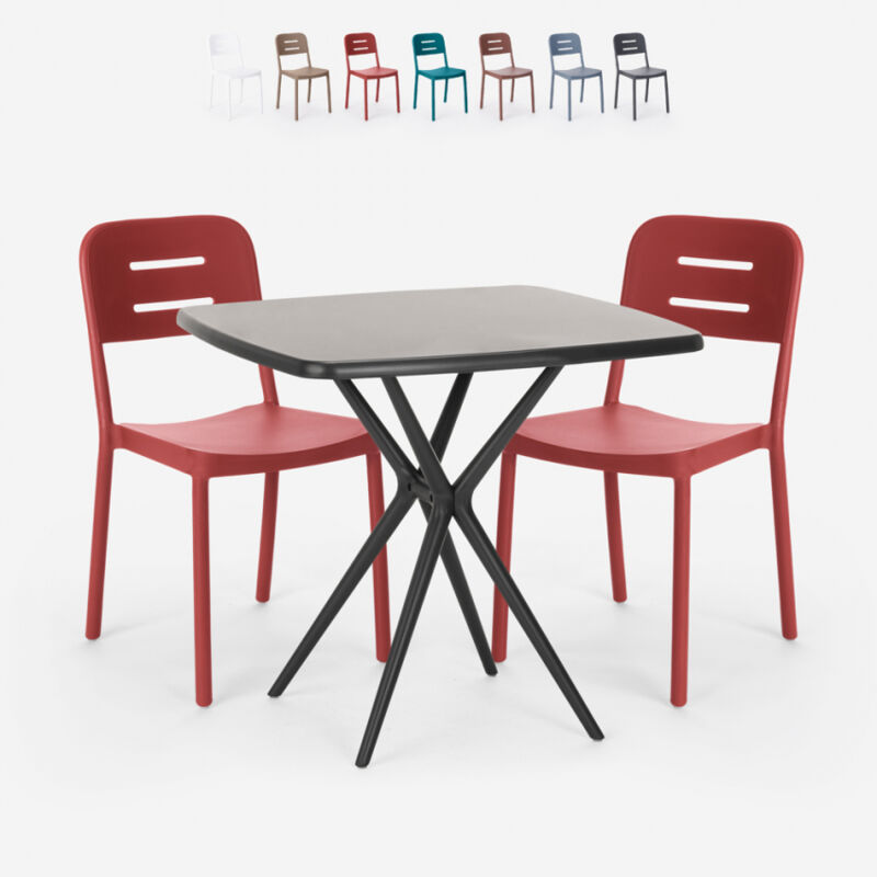 Conjunto 2 sillas diseño moderno mesa cuadrada 70x70cm negro Larum Dark | Color: Rojo
Conjunto 2 sillas diseño moderno mesa cuadrada 70x70cm negro Larum Dark | Color: Rojo