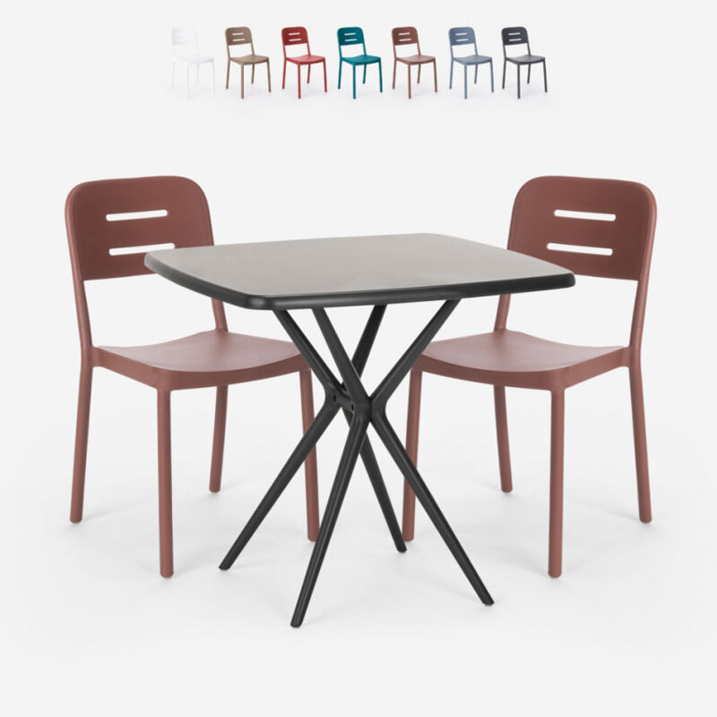 Conjunto 2 sillas diseño moderno mesa cuadrada 70x70cm negro Larum Dark | Color: Marrón
Conjunto 2 sillas diseño moderno mesa cuadrada 70x70cm negro Larum Dark | Color: Marrón