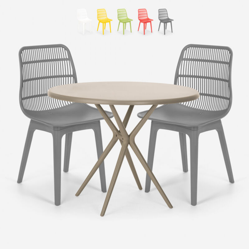 Conjunto 2 sillas diseño moderno mesa redonda beige 80x80cm exterior Bardus | Color: Gris
Conjunto 2 sillas diseño moderno mesa redonda beige 80x80cm exterior Bardus | Color: Gris