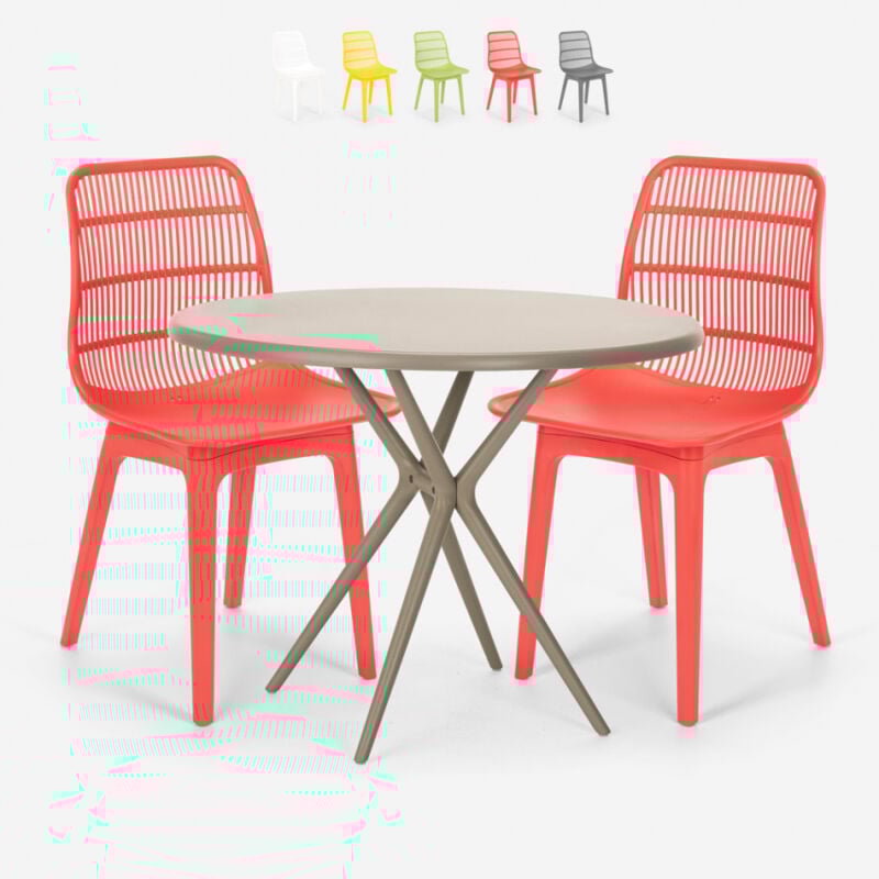 Conjunto 2 sillas diseño moderno mesa redonda beige 80x80cm exterior Bardus | Color: Rojo
Conjunto 2 sillas diseño moderno mesa redonda beige 80x80cm exterior Bardus | Color: Rojo