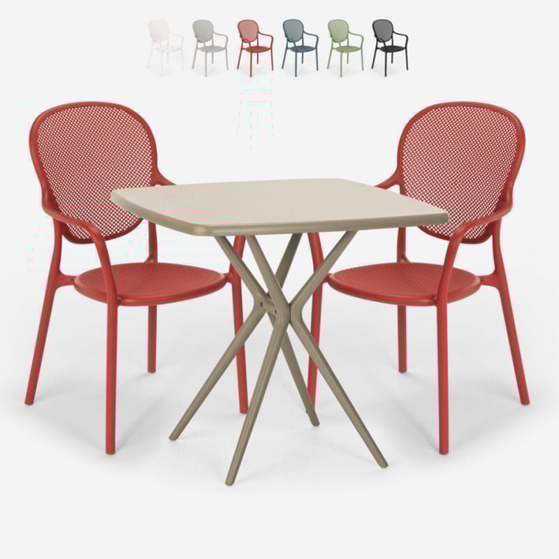 Conjunto 2 sillas mesa cuadrada 70x70cm beige interior exterior diseño Lavett | Color: Rojo
Conjunto 2 sillas mesa cuadrada 70x70cm beige interior exterior diseño Lavett | Color: Rojo
