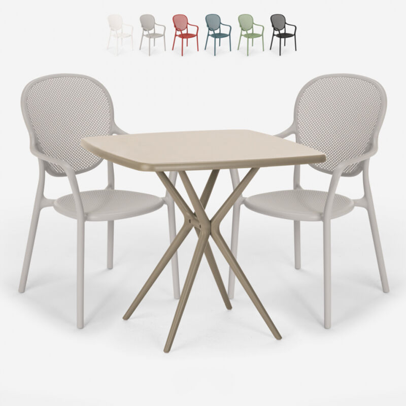 Conjunto 2 sillas mesa cuadrada 70x70cm beige interior exterior diseño Lavett | Color: Gris
Conjunto 2 sillas mesa cuadrada 70x70cm beige interior exterior diseño Lavett | Color: Gris