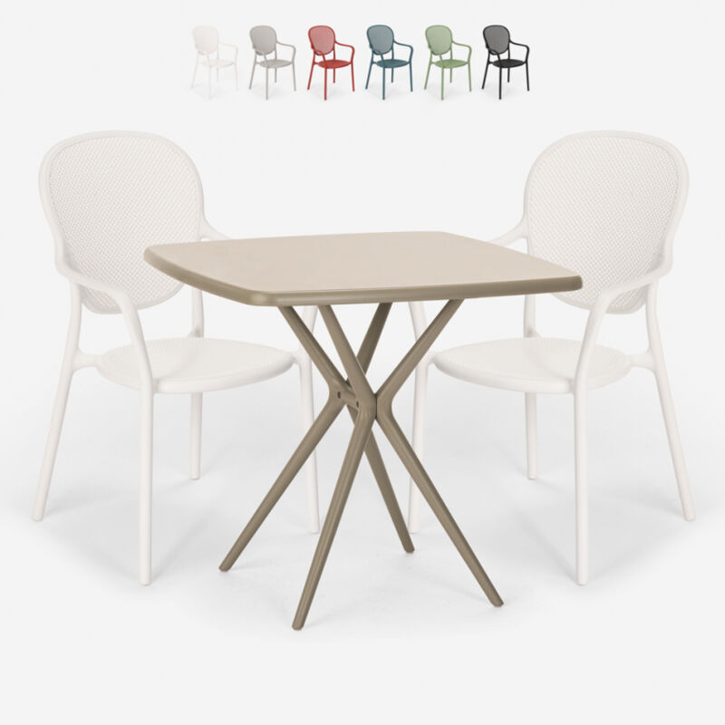 Conjunto 2 sillas mesa cuadrada 70x70cm beige interior exterior diseño Lavett | Color: Blanco
Conjunto 2 sillas mesa cuadrada 70x70cm beige interior exterior diseño Lavett | Color: Blanco