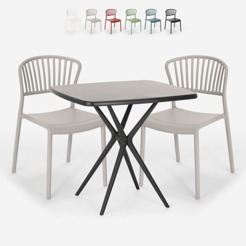 Conjunto 2 sillas mesa cuadrada 70x70cm negro diseño exterior Magus Dark | Color: Gris
Conjunto 2 sillas mesa cuadrada 70x70cm negro diseño exterior Magus Dark | Color: Gris