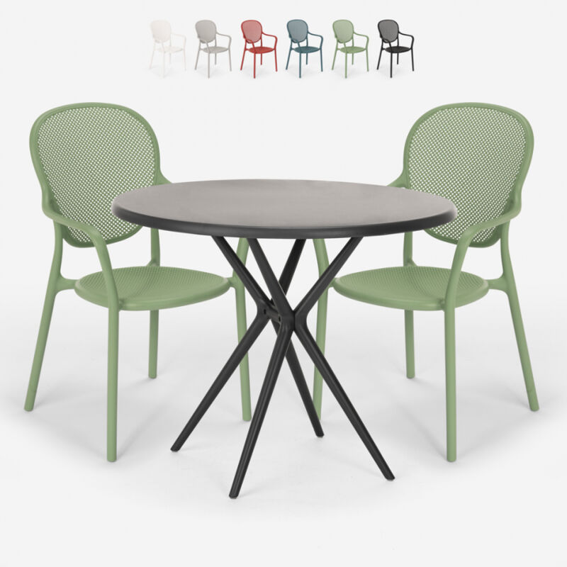 Conjunto 2 sillas mesa redonda negro 80x80cm interior exterior Valet Dark | Color: Verde oscuro
Conjunto 2 sillas mesa redonda negro 80x80cm interior exterior Valet Dark | Color: Verde oscuro
