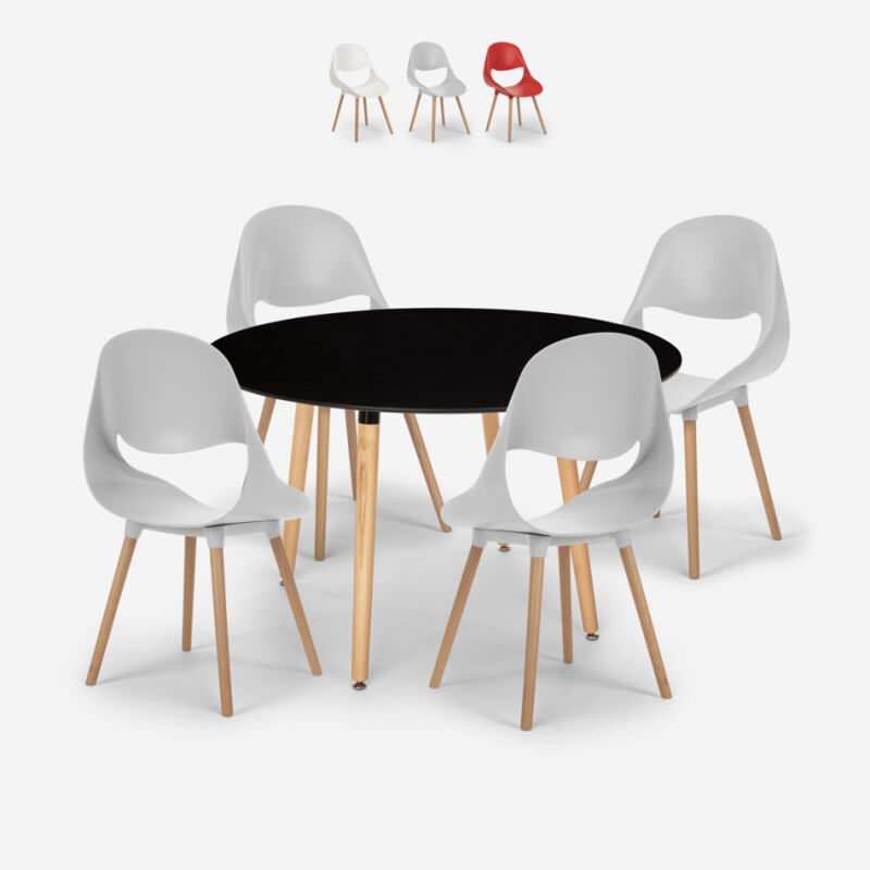 Conjunto 4 sillas diseño mesa de comedor 100x100cm negro redondo Midlan Dark | Color: Gris
Conjunto 4 sillas diseño mesa de comedor 100x100cm negro redondo Midlan Dark | Color: Gris