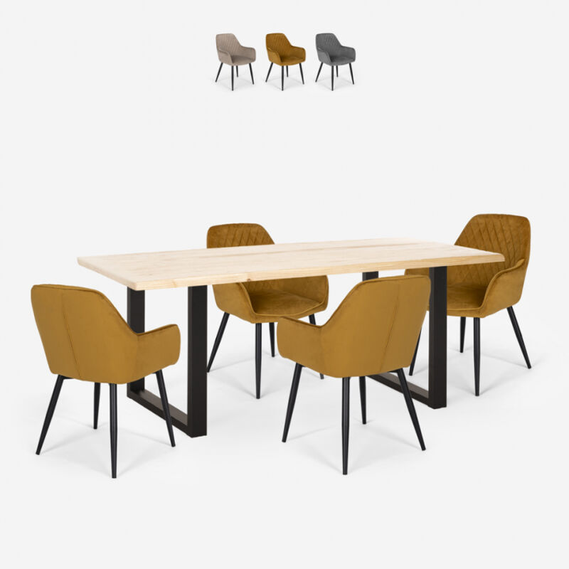 Conjunto 4 sillas terciopelo diseño mesa 160x80cm estilo industrial Samsara M1 | Color: Marrón
Conjunto 4 sillas terciopelo diseño mesa 160x80cm estilo industrial Samsara M1 | Color: Marrón