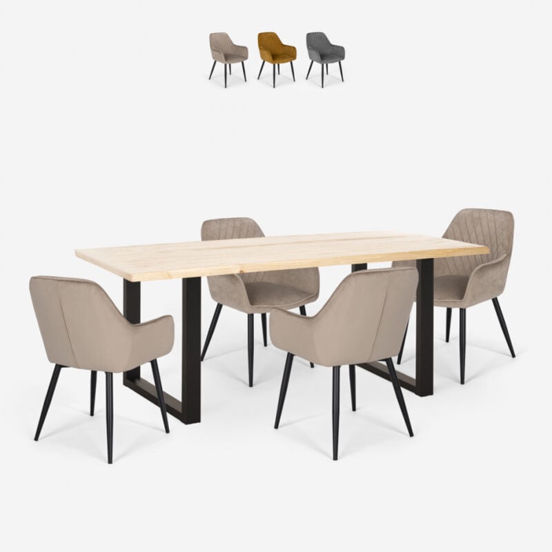 Conjunto 4 sillas terciopelo diseño mesa 160x80cm estilo industrial Samsara M1 | Color: Beige
Conjunto 4 sillas terciopelo diseño mesa 160x80cm estilo industrial Samsara M1 | Color: Beige