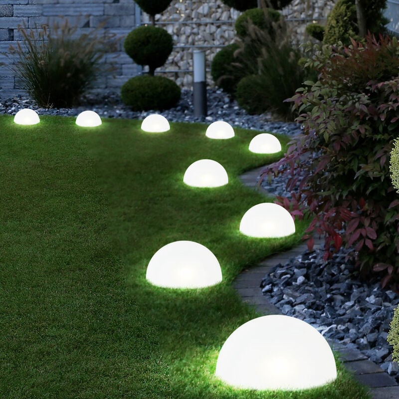 Conjunto de 10 lámparas LED solares enchufables terraza media bola jardín escupir luces blanco
Conjunto de 10 lámparas LED solares enchufables terraza media bola jardín escupir luces blanco
