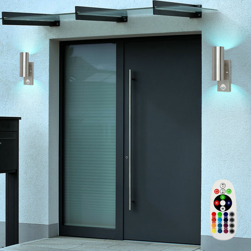 Juego de 2 luces de pared de casa, detector de movimiento de iluminación de entrada de patio en un juego que incluye lámparas LED RGB 103200
Juego de 2 luces de pared de casa, detector de movimiento de iluminación de entrada de patio en un juego que incluye lámparas LED RGB 103200