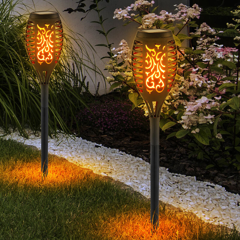 Conjunto de 2 lámparas LED solares enchufables para exteriores, efecto de fuego, decoración, perforación, decoración del camino del jardín, luces de
Conjunto de 2 lámparas LED solares enchufables para exteriores, efecto de fuego, decoración, perforación, decoración del camino del jardín, luces de