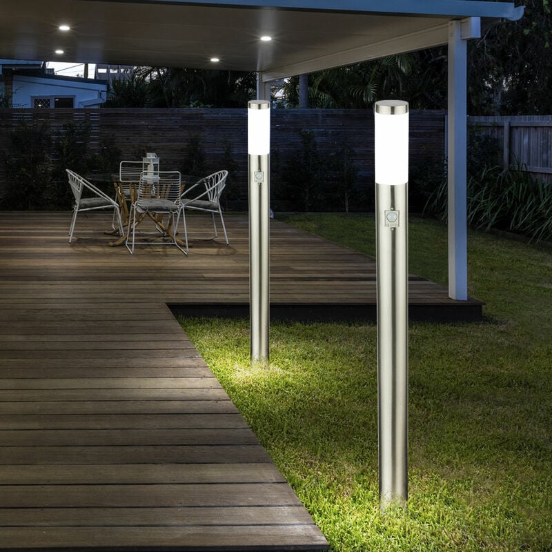 Juego de 2 luces LED de pie de acero inoxidable, lámparas de pie, iluminación exterior, detector de movimiento IP44
Juego de 2 luces LED de pie de acero inoxidable, lámparas de pie, iluminación exterior, detector de movimiento IP44