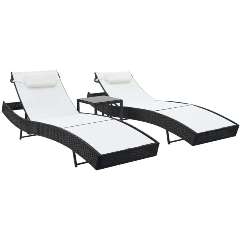 vidaXL Tumbonas con Mesita 2 Unidades Ratán Sintético Textilene Negro Blanco - Multicolor
vidaXL Tumbonas con Mesita 2 Unidades Ratán Sintético Textilene Negro Blanco - Multicolor