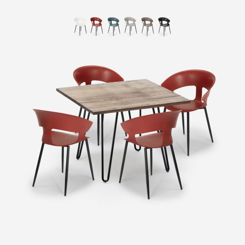 Ahd Amazing Home Design - Conjunto de 4 sillas mesa de diseño moderno 80x80cm cocina de restaurante industrial Maeve | Color: Rojo
Ahd Amazing Home Design - Conjunto de 4 sillas mesa de diseño moderno 80x80cm cocina de restaurante industrial Maeve | Color: Rojo