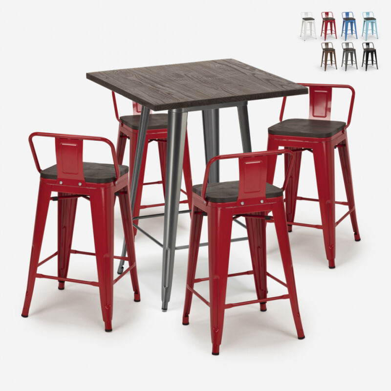 Ahd Amazing Home Design - Conjunto de barra industrial 4 taburetes mesa de centro tolix 60x60cm madera metal Peaky | Color: Rojo
Ahd Amazing Home Design - Conjunto de barra industrial 4 taburetes mesa de centro tolix 60x60cm madera metal Peaky | Color: Rojo