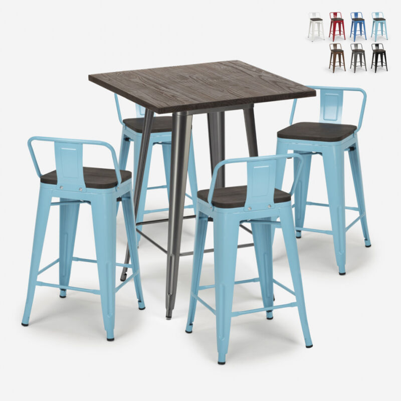 Ahd Amazing Home Design - Conjunto de barra industrial 4 taburetes mesa de centro tolix 60x60cm madera metal Peaky | Color: Azul
Ahd Amazing Home Design - Conjunto de barra industrial 4 taburetes mesa de centro tolix 60x60cm madera metal Peaky | Color: Azul