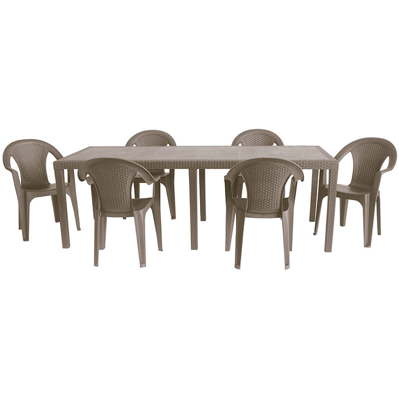 Conjunto de jardín Alabama 1 color Taupe: 1 mesa extensible + 6 sillones apilables
Conjunto de jardín Alabama 1 color Taupe: 1 mesa extensible + 6 sillones apilables