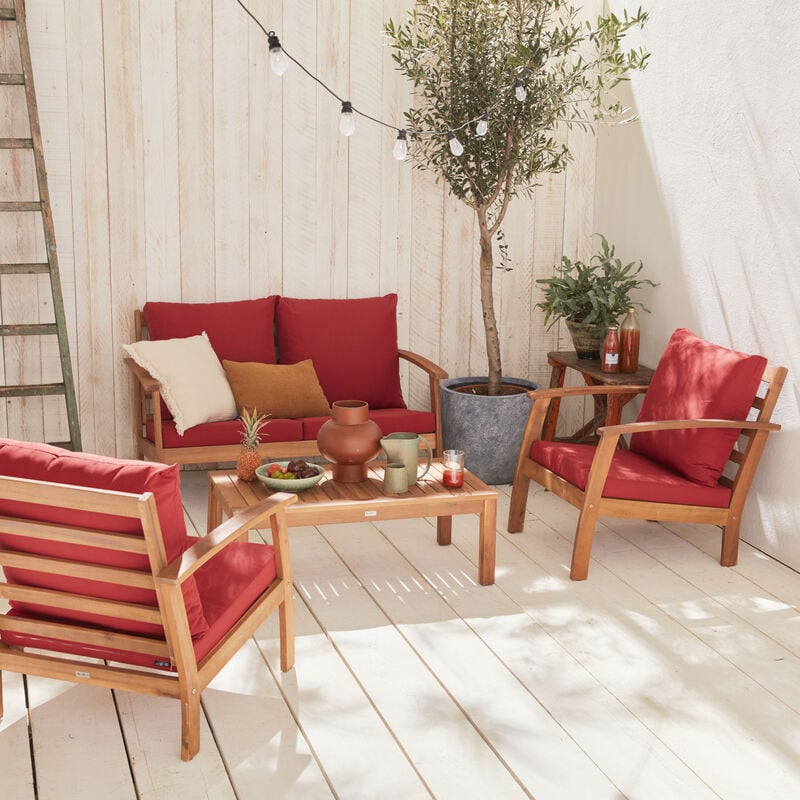 Alice's Garden - Conjunto de jardín de madera de 4 plazas - Ushuaïa - Cojines terracota, sofá, sillones y mesa de centro en acacia, diseño - Madera
Alice's Garden - Conjunto de jardín de madera de 4 plazas - Ushuaïa - Cojines terracota, sofá, sillones y mesa de centro en acacia, diseño - Madera