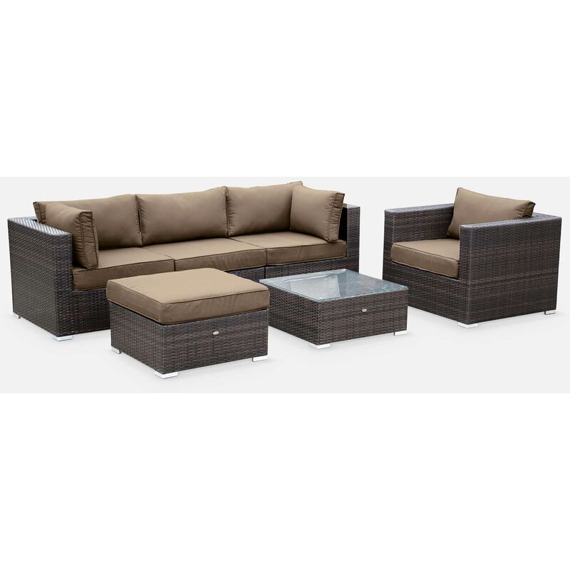 Sofa De Jardin, Muebles De Exterior, Ratán Sintético, 5 Plazas Reales (Sofa 2,34 m), Cómodo (Profundidad 82cm + Espesor Cojines 12cm) - Marrón
Sofa De Jardin, Muebles De Exterior, Ratán Sintético, 5 Plazas Reales (Sofa 2,34 m), Cómodo (Profundidad 82cm + Espesor Cojines 12cm) - Marrón