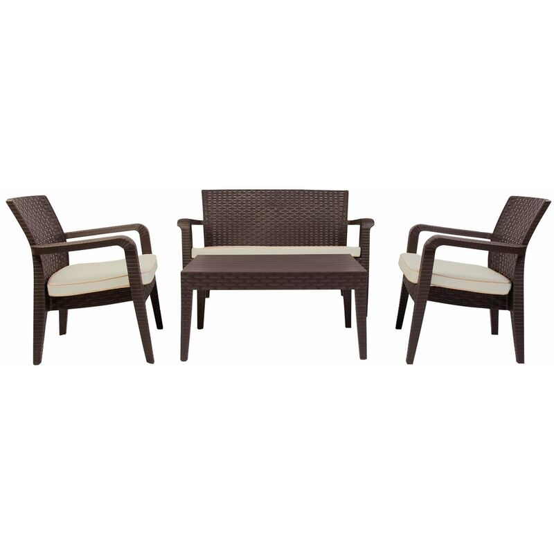 Conjunto de Jardín Mesa Rectangular y 3 Sillas con Cojines Relax Troya Marrón GH91
Conjunto de Jardín Mesa Rectangular y 3 Sillas con Cojines Relax Troya Marrón GH91