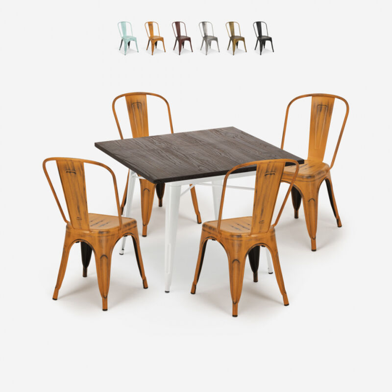 Conjunto de mesa de cocina industrial 80x80cm 4 sillas de diseño tolix Burton White | Color: Naranja
Conjunto de mesa de cocina industrial 80x80cm 4 sillas de diseño tolix Burton White | Color: Naranja