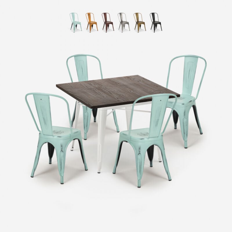 Conjunto de mesa de cocina industrial 80x80cm 4 sillas de diseño tolix Burton White | Color: Azul
Conjunto de mesa de cocina industrial 80x80cm 4 sillas de diseño tolix Burton White | Color: Azul