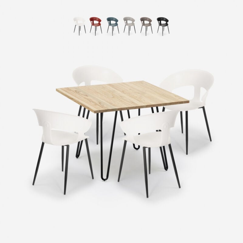 Conjunto de mesa industrial 80x80cm 4 sillas cocina de restaurante de diseño moderno Maeve Light | Color: Blanco
Conjunto de mesa industrial 80x80cm 4 sillas cocina de restaurante de diseño moderno Maeve Light | Color: Blanco