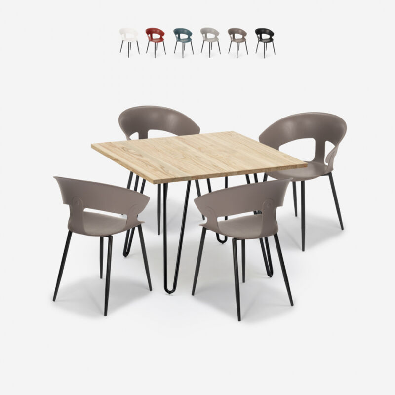 Conjunto de mesa industrial 80x80cm 4 sillas cocina de restaurante de diseño moderno Maeve Light | Color: Gris Oscuro
Conjunto de mesa industrial 80x80cm 4 sillas cocina de restaurante de diseño moderno Maeve Light | Color: Gris Oscuro