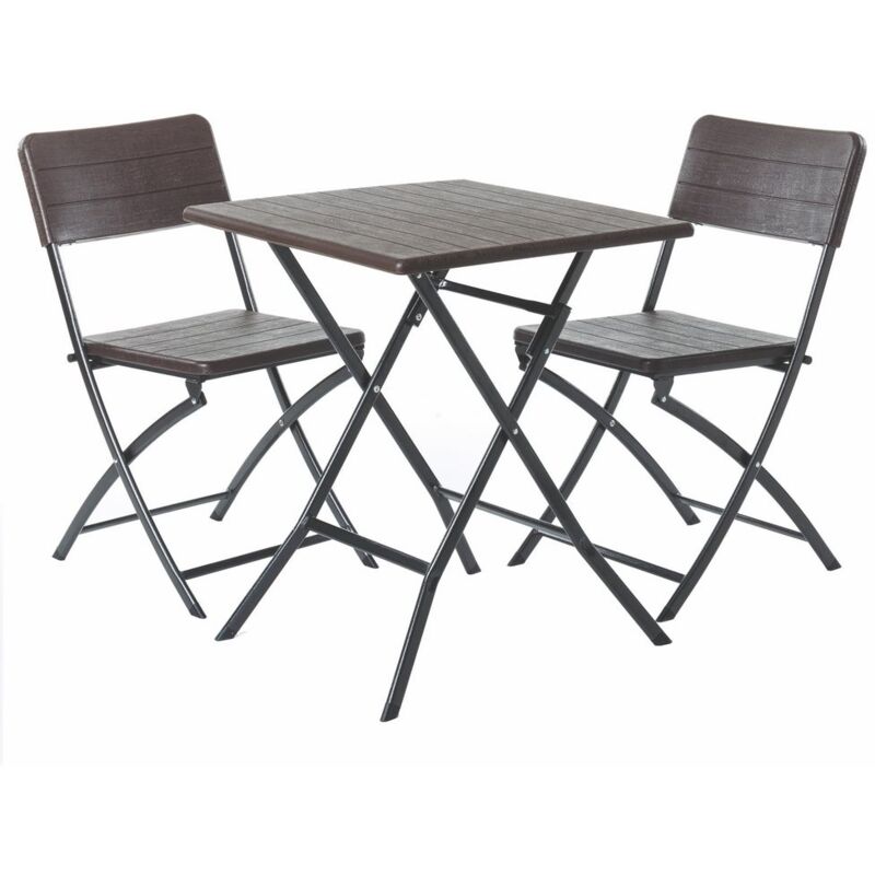 Conjunto de mesa y 2 sillas de jardín plegable Logic marrónde plástico HDPE y acero
Conjunto de mesa y 2 sillas de jardín plegable Logic marrónde plástico HDPE y acero
