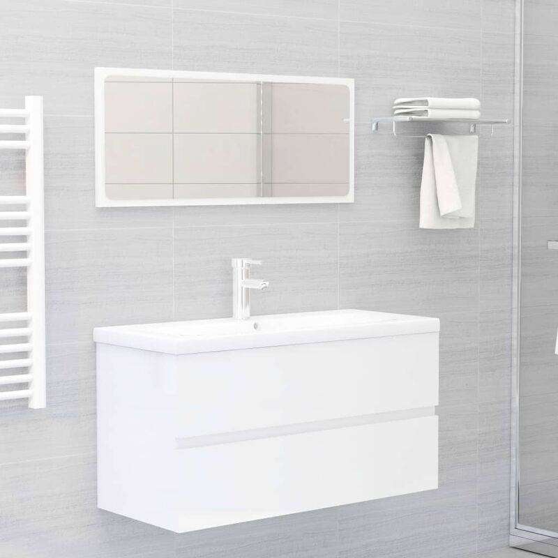 Conjunto de muebles de baño aglomerado blanco brillante - Blanco
Conjunto de muebles de baño aglomerado blanco brillante - Blanco