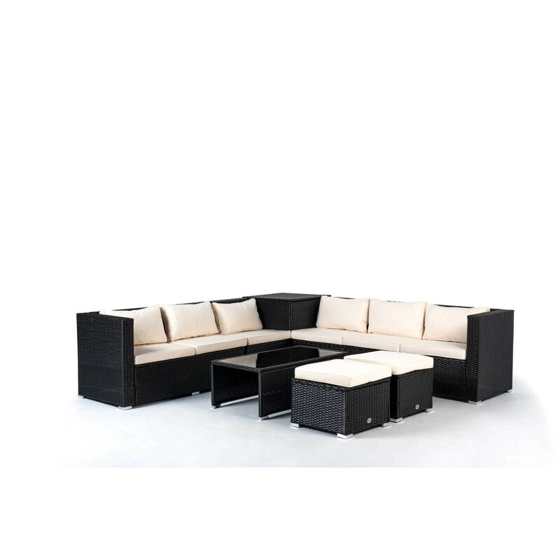 Kiefergarden - Conjunto de Muebles De Exterior Para Jardín o Terraza Sofa Esquinero 6 plazas + 2 Cubos Otomanos + 1 Baúl + Mesa
Kiefergarden - Conjunto de Muebles De Exterior Para Jardín o Terraza Sofa Esquinero 6 plazas + 2 Cubos Otomanos + 1 Baúl + Mesa