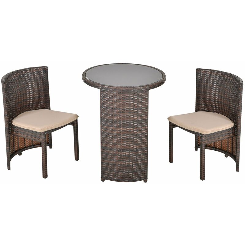 Outsunny - Conjunto de Muebles Ratán de 3 Piezas 1 Mesa y 2 Sillas Diseño Anidado Marrón - Marrón
Outsunny - Conjunto de Muebles Ratán de 3 Piezas 1 Mesa y 2 Sillas Diseño Anidado Marrón - Marrón