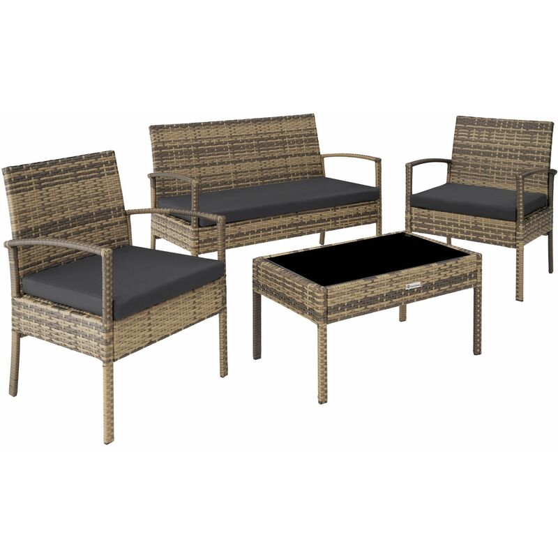 Conjunto de ratán Sparta 3+1 - mueble de exterior de poli ratán, muebles de ratán sintético con cojines y fundas, asientos de jardín con estructura
Conjunto de ratán Sparta 3+1 - mueble de exterior de poli ratán, muebles de ratán sintético con cojines y fundas, asientos de jardín con estructura