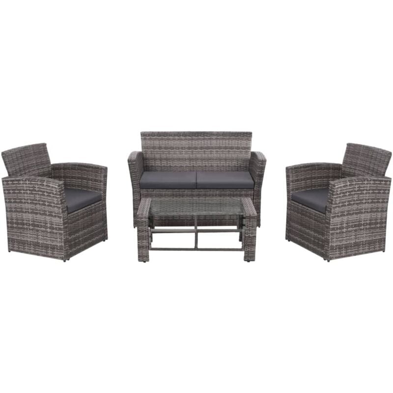 vidaXL Set de muebles de jardín 4 pzas y cojines ratán sintético gris - Gris
vidaXL Set de muebles de jardín 4 pzas y cojines ratán sintético gris - Gris