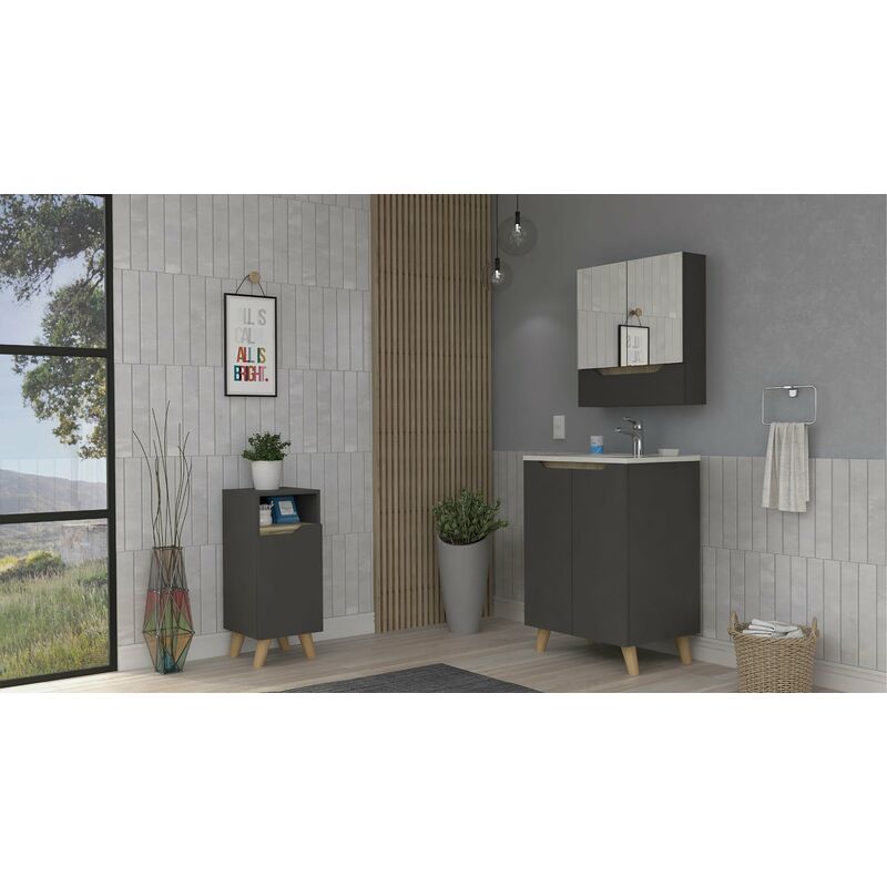Conjunto Laurent, Armario De Pared Con Espejo + Mueble De Baño De Pie Con Lavamanos + Armario Pared Mediano
Conjunto Laurent, Armario De Pared Con Espejo + Mueble De Baño De Pie Con Lavamanos + Armario Pared Mediano