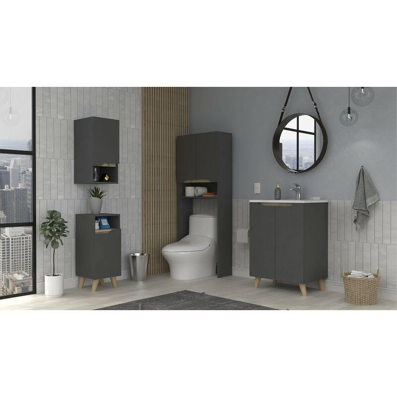 Conjunto Laurent, Mueble De Baño De Pie Con Lavamanos + Estanteria Sobre Inodoro + Armario Colgante + Armario Pared Mediano
Conjunto Laurent, Mueble De Baño De Pie Con Lavamanos + Estanteria Sobre Inodoro + Armario Colgante + Armario Pared Mediano