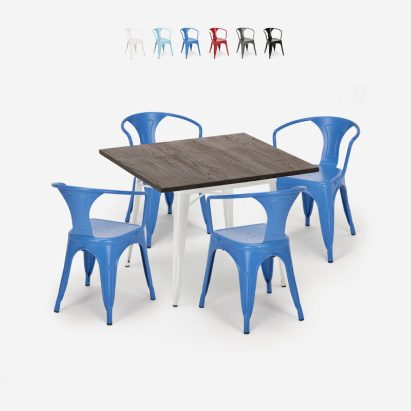 Juego mesa 80 x 80 cm diseño industrial 4 sillas estilo tolix bar cocina Hustle White | Color: Azul Marino
Juego mesa 80 x 80 cm diseño industrial 4 sillas estilo tolix bar cocina Hustle White | Color: Azul Marino