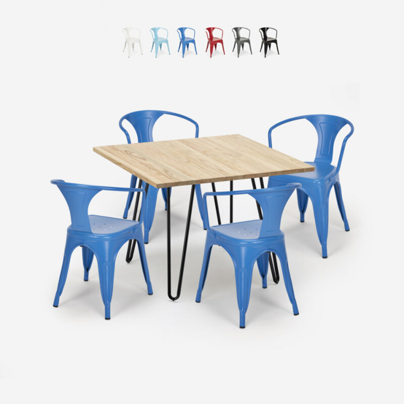 Juego mesa 80 x 80 cm diseño industrial 4 sillas estilo tolix bar cocina Reims Light | Color: Azul Marino
Juego mesa 80 x 80 cm diseño industrial 4 sillas estilo tolix bar cocina Reims Light | Color: Azul Marino