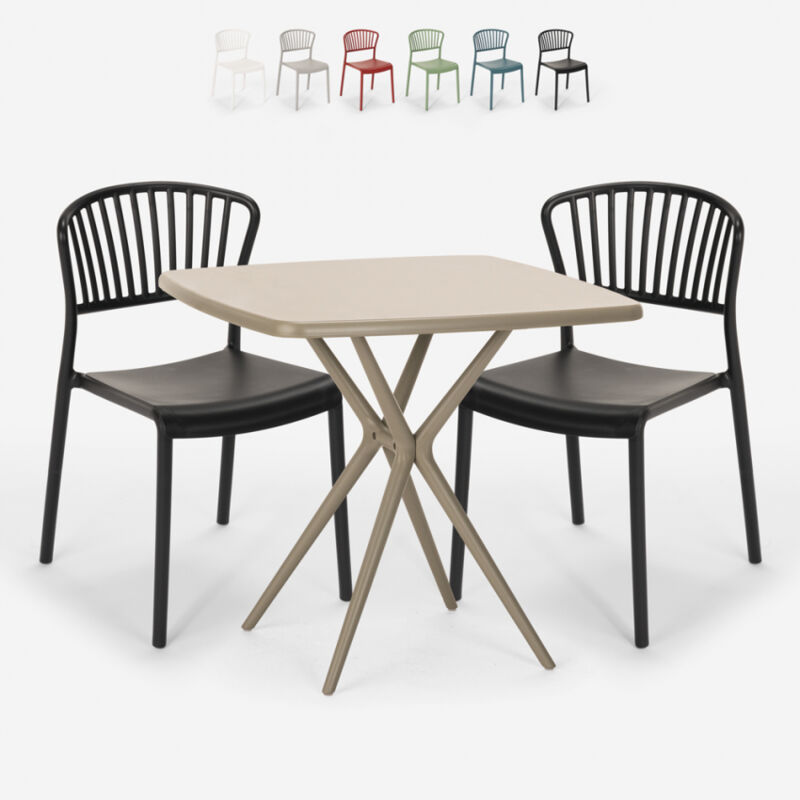 Conjunto mesa cuadrada 70x70cm beige 2 sillas interior exterior diseño Magus | Negro
Conjunto mesa cuadrada 70x70cm beige 2 sillas interior exterior diseño Magus | Negro