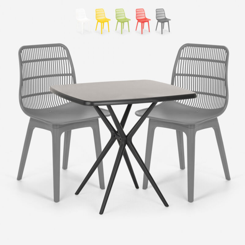 Conjunto mesa cuadrada 70x70cm negro 2 sillas diseño moderno Cevis Dark | Color: Gris
Conjunto mesa cuadrada 70x70cm negro 2 sillas diseño moderno Cevis Dark | Color: Gris
