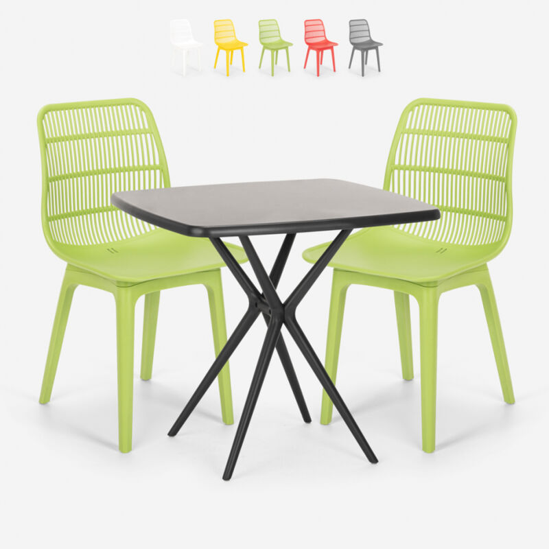 Conjunto mesa cuadrada 70x70cm negro 2 sillas diseño moderno Cevis Dark | Color: Verde
Conjunto mesa cuadrada 70x70cm negro 2 sillas diseño moderno Cevis Dark | Color: Verde
