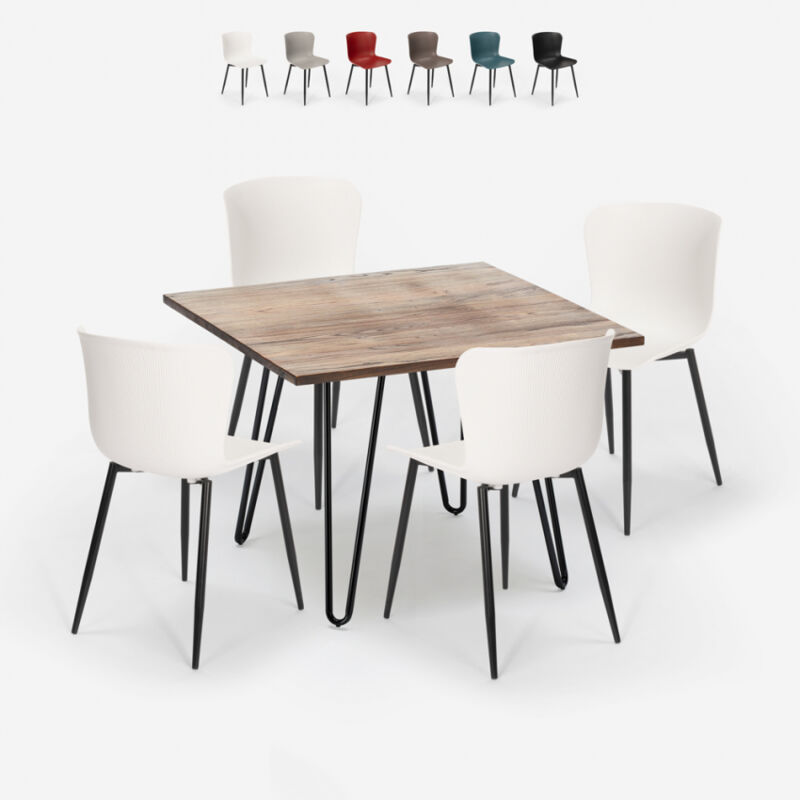 Conjunto mesa cuadrada 80x80cm 4 sillas madera metal estilo industrial Claw | Color: Blanco
Conjunto mesa cuadrada 80x80cm 4 sillas madera metal estilo industrial Claw | Color: Blanco