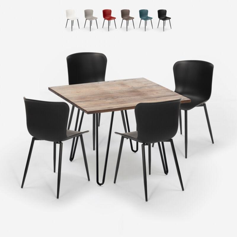 Conjunto mesa cuadrada 80x80cm 4 sillas madera metal estilo industrial Claw | Color: Negro
Conjunto mesa cuadrada 80x80cm 4 sillas madera metal estilo industrial Claw | Color: Negro