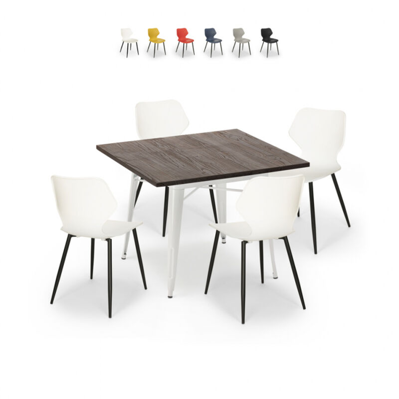 Conjunto mesa cuadrada 80x80cm Tolix cocina barra 4 sillas diseño Howe Light | Color: Blanco
Conjunto mesa cuadrada 80x80cm Tolix cocina barra 4 sillas diseño Howe Light | Color: Blanco